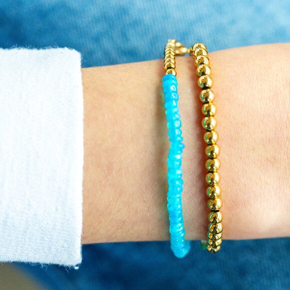 AAA Opal Beaded Bracelet Gold Chain Waterproof Ethiopian Fire Opal Bracelet - Picture 4 of 12